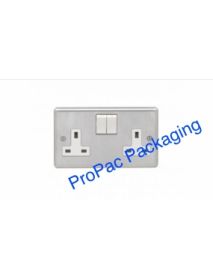 Eurolite 13A 2Gang DP Switched Socket - Satin Stainless Finish  White Insert